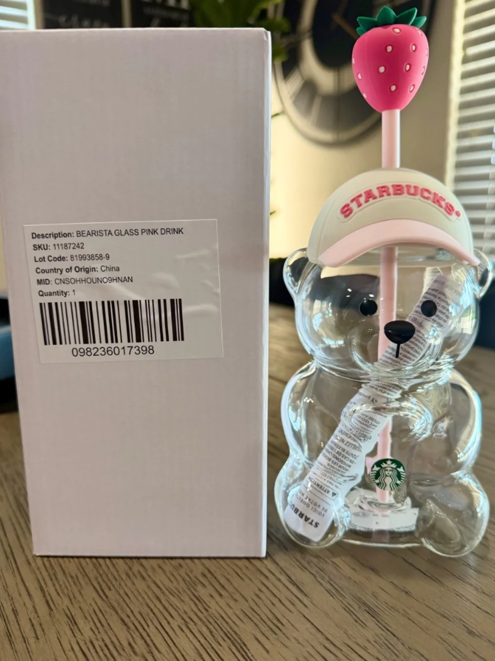 Authentic 2026 Starbucks Glass Bearista™ Cold Cup - Pink Edition